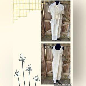 Jessica Howard Petite Ivory Linen Blend 2 Piece Set Dress & Jacket Size 10P